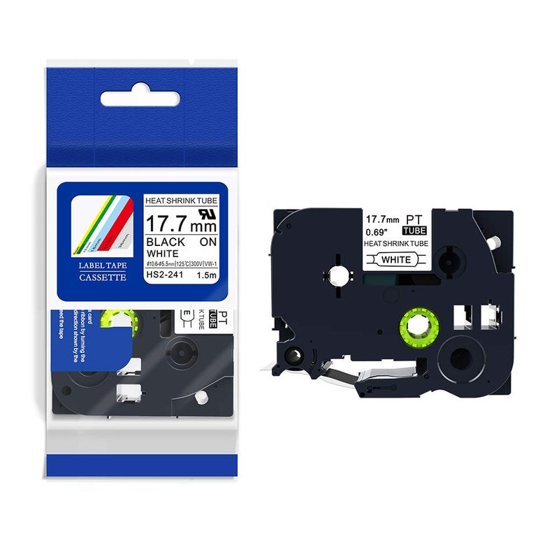 IDIK HS2-241 HSe 241 Label Tape for Brother Black on White 18mm Heat Shrink Tubing for Brother Marking Cables Fiber and Wires - Image 1